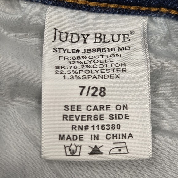 Judy Blue Mid Rise Rigid Magic Release Hem Size 7/28 Boyfriend Denim Jeans 88818 - Picture 9 of 10